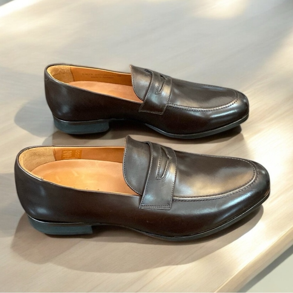 Wolf & Shepherd men’s dark brown leather penny loafers shoes size 12 - Picture 2 of 10